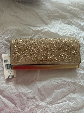 Michael Kors Gold Crystal-Studded Foldover Wallet